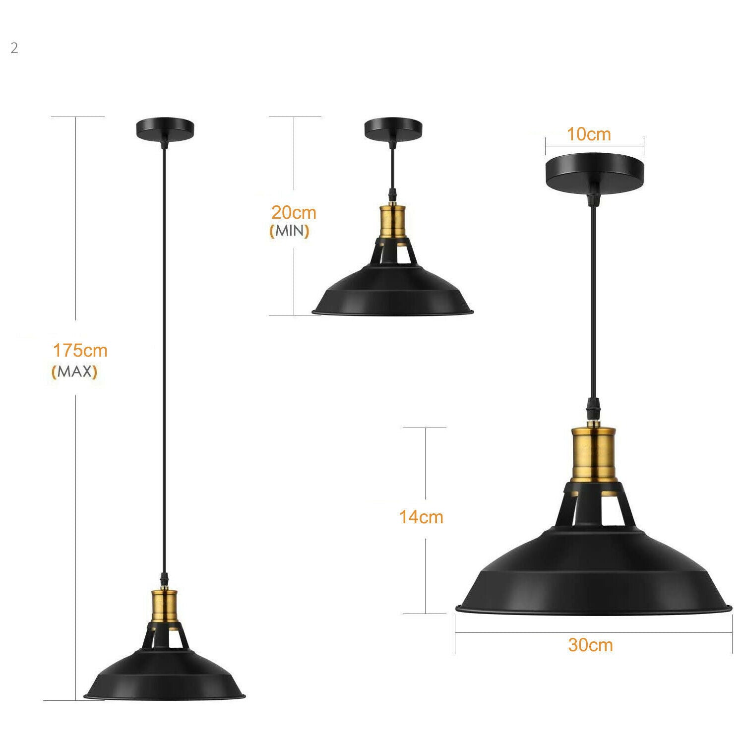 2-Pack Retro Metal Pendant Light Shades – Vintage Style for Home &