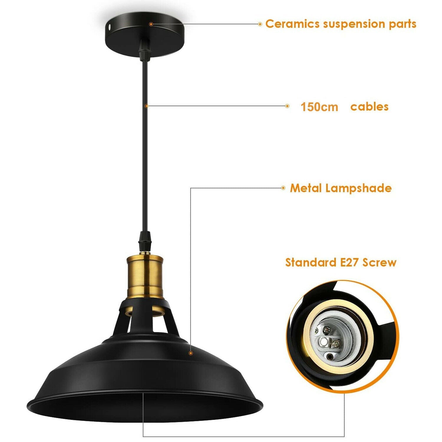 2-Pack Retro Metal Pendant Light Shades – Vintage Style for Home &